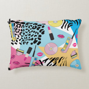 Colourful Retro 1990's Nineties Pattern Decorative Cushion