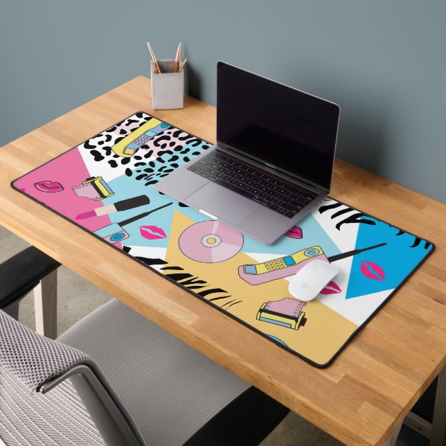 Colourful Retro 1990's Nineties Pattern Desk Mat (Office 2)