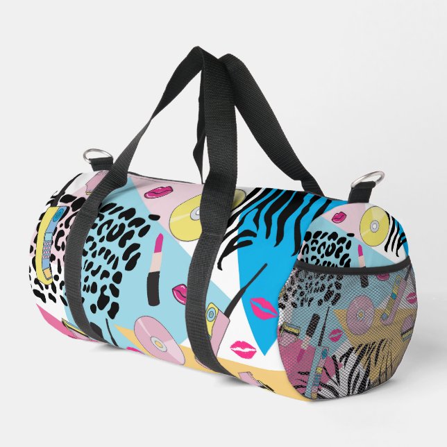 Colourful Retro 1990's Nineties Pattern Duffle Bag (Right Corner)