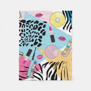 Colourful Retro 1990's Nineties Pattern Fleece Blanket