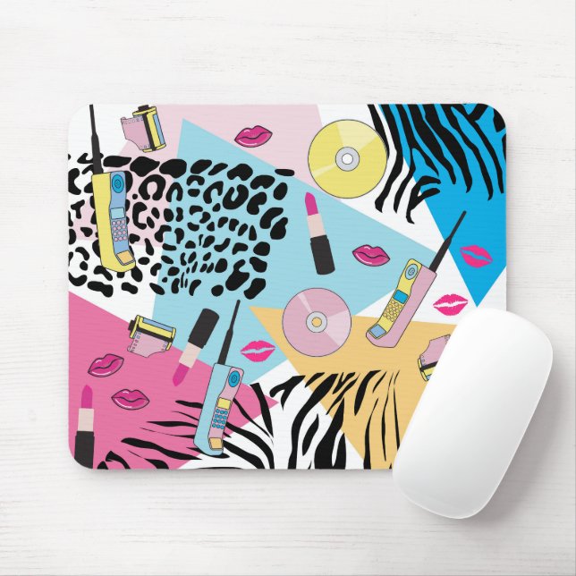 Colourful Retro 1990's Nineties Pattern Mouse Mat (With Mouse)