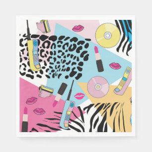 Colourful Retro 1990's Nineties Pattern Napkin