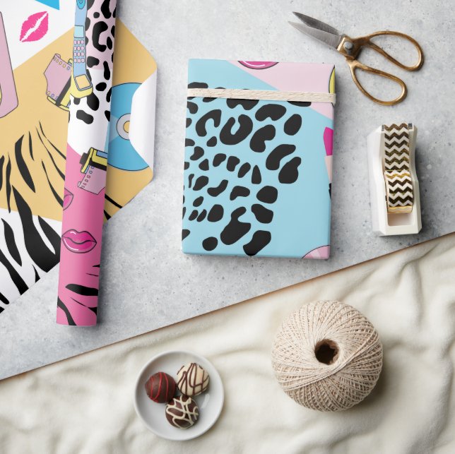 Colourful Retro 1990's Nineties Pattern Wrapping Paper (Crafts)