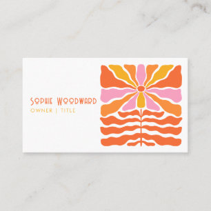 Colourful Retro 70's Flower Typography  Business Card