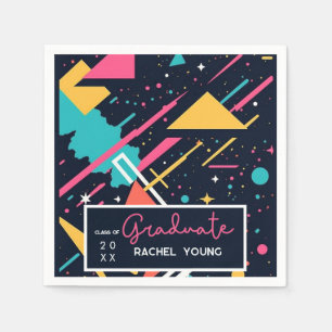Colourful Retro 80's Graduation Party Napkin