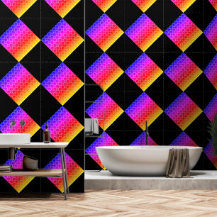 Colourful Retro 80s Rainbow Dragon Scales Diamond Wallpaper