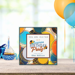 Colourful Retro 80's Suprise Birthday Invitation