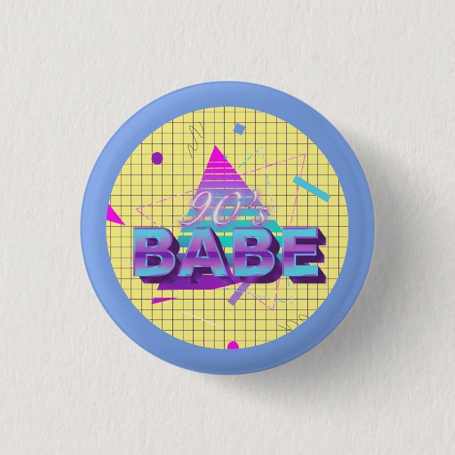 Colourful Retro 90’s Babe 3 Cm Round Badge (Front)
