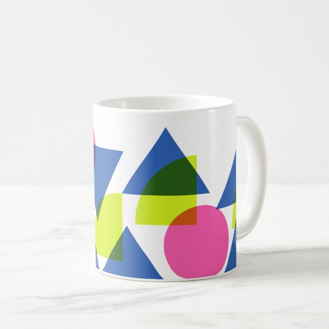 Colourful Retro 90s Neon Geometric Shapes Coffee Mug (Front Right)