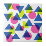 Colourful Retro 90s Neon Geometric Shapes Tile<br><div class="desc">Fun retro 1990s inspired neon geometric shape graphic design in bright yellow,  blue,  and pink.</div>
