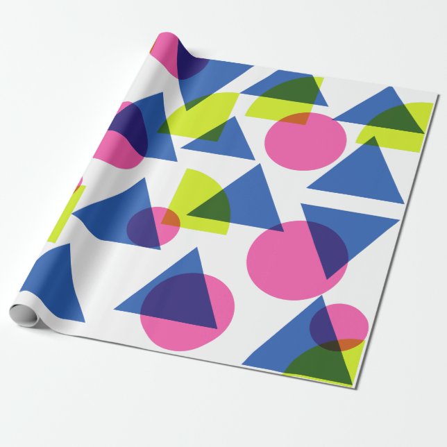 Colourful Retro 90s Neon Geometric Shapes Wrapping Paper (Unrolled)