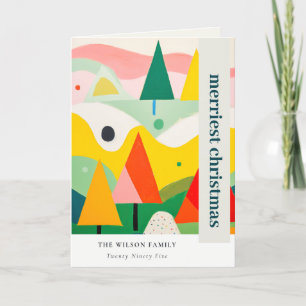 Colourful Retro Abstract Christmas Landscape Photo Holiday Card