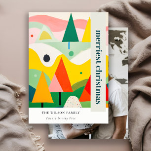 Colourful Retro Abstract Christmas Landscape Photo Holiday Card
