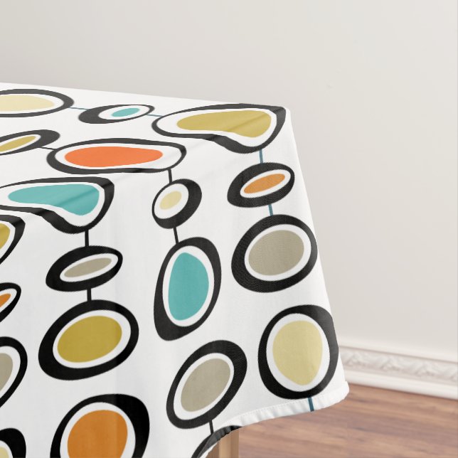 Colourful Retro Abstract Circles Mid Century Moder Tablecloth (In Situ)