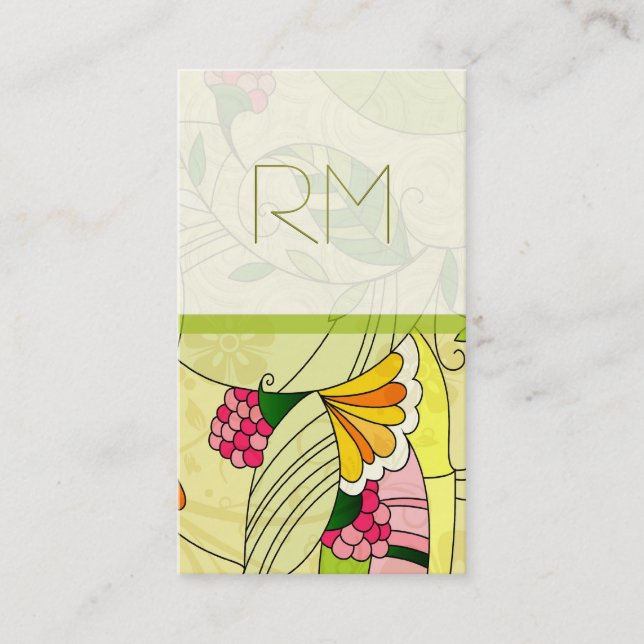 Colourful Retro Abstract Floral Collage Business Card (Front)