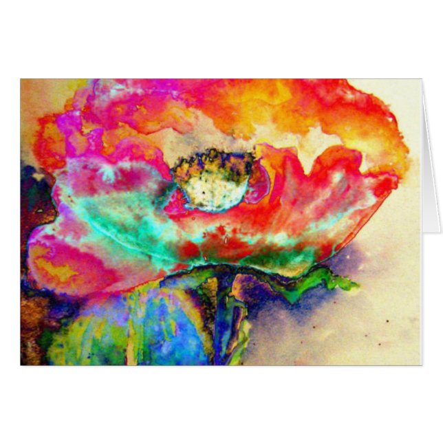 Colourful retro Abstract Poppy watercolor  (Front Horizontal)