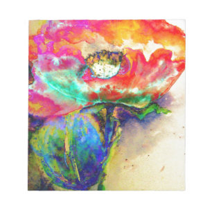 Colourful retro Abstract Poppy watercolor Notepad