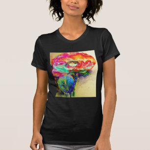 Colourful retro Abstract Poppy watercolor  T-Shirt