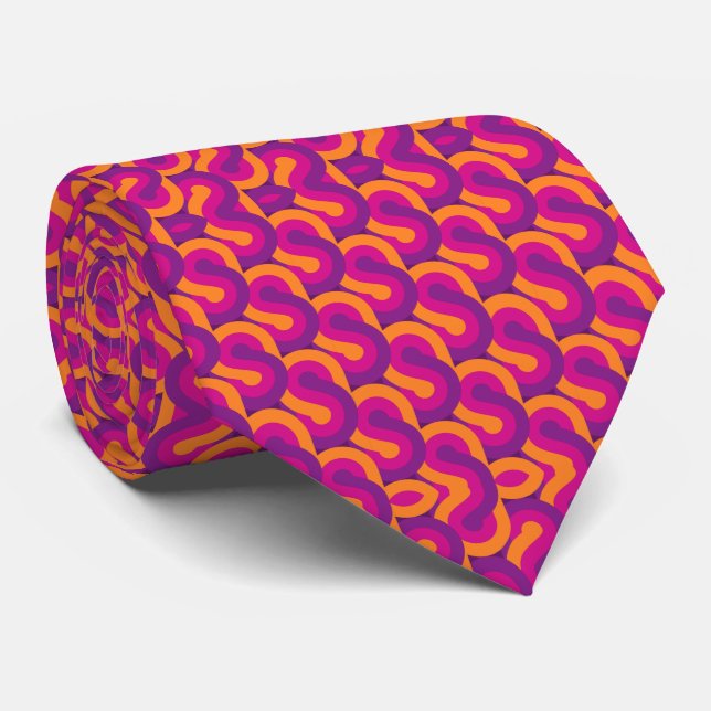 Colourful Retro Abstract Psychedelic  Tie (Rolled)