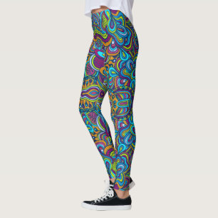Colourful Retro Abstract Swirls Leggings