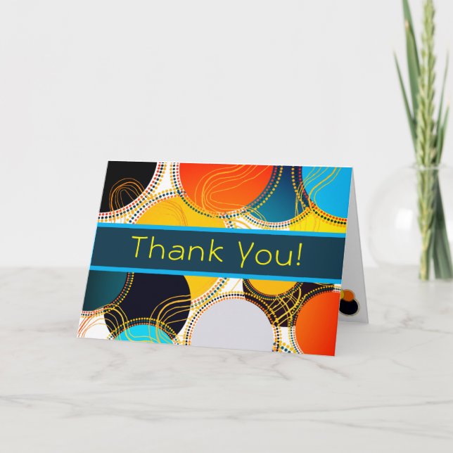 Colourful Retro Abstract Thank You Personalise Car Card (Front)