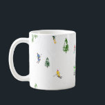 Colourful Retro Alpine Skiers Illustration Coffee Mug<br><div class="desc">Cool winter illustration design of a ski resort full of skiers in retro clothes,  skiing between spruce trees and fir trees covered in snow. Super fun winter retro ski art christmas or new years design for all winter and outdoor sports enthusiasts.</div>
