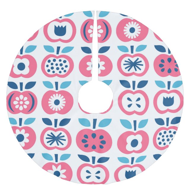 Colourful Retro Apple Seamless Pattern Brushed Polyester Tree Skirt (Front)