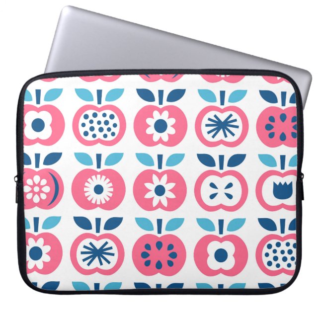 Colourful Retro Apple Seamless Pattern Laptop Sleeve (Front)