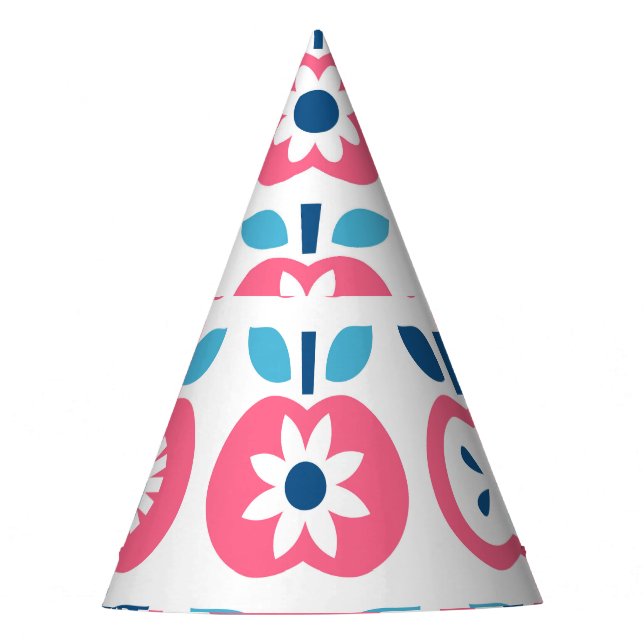 Colourful Retro Apple Seamless Pattern Party Hat (Front)