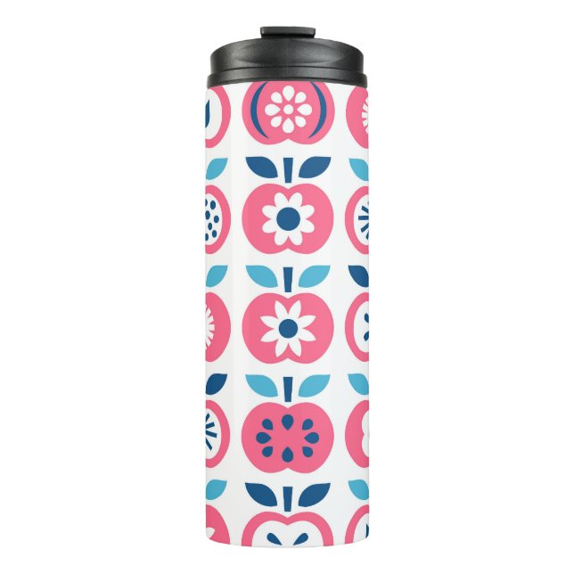 Colourful Retro Apple Seamless Pattern Thermal Tumbler (Front)