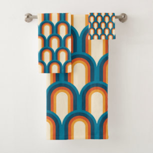 Colourful Retro Arch Rainbow Pattern Bath Towel Set