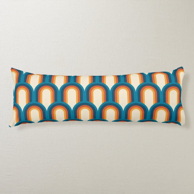 Colourful Retro Arch Rainbow Pattern Body Cushion (Front)