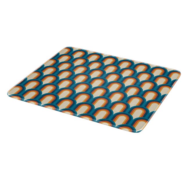 Colourful Retro Arch Rainbow Pattern  Cutting Board (Corner)