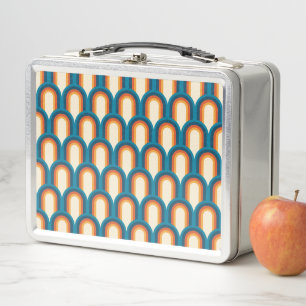 Colourful Retro Arch Rainbow Pattern Metal Lunch Box