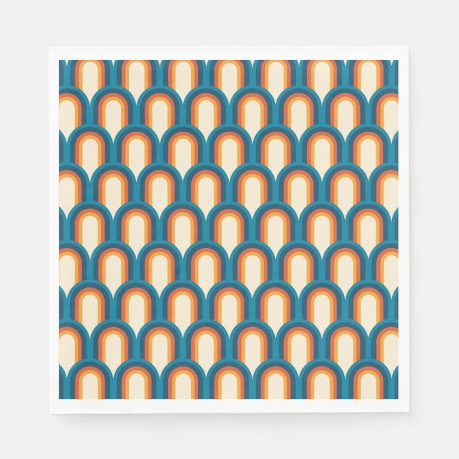 Colourful Retro Arch Rainbow Pattern Napkin (Front)