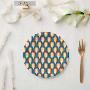 Colourful Retro Arch Rainbow Pattern Paper Plate