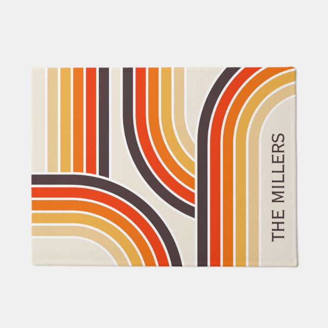 Colourful retro arches and lines doormat (Front)