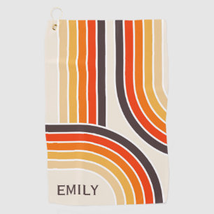 Colourful retro arches and lines golf towel