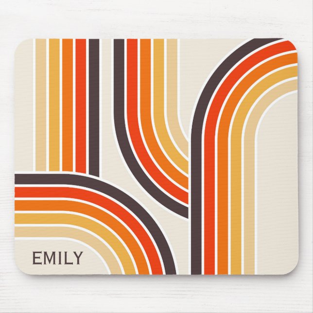 Colourful retro arches and lines mouse mat (Front)