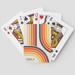 Colourful retro arches and lines playing cards