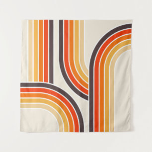 Colourful retro arches and lines tapestry