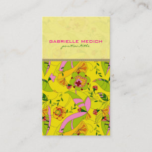 Colourful Retro Art Deco Floral Collage Business Card