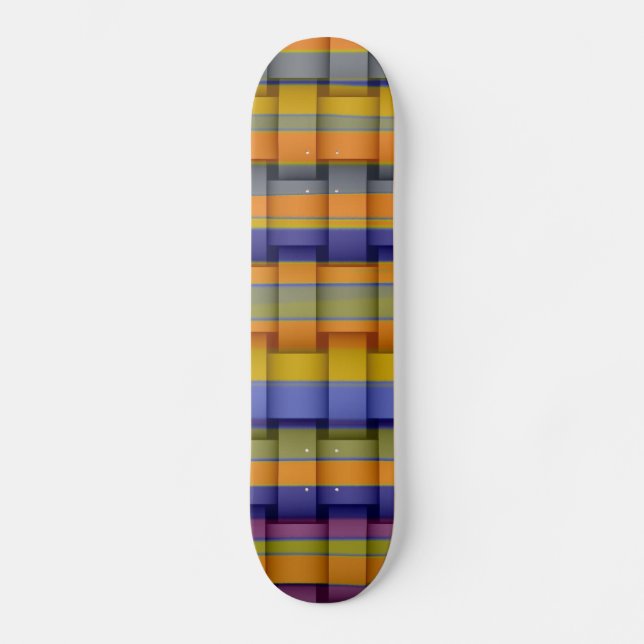 Colourful retro art stripes graphic design skateboard (Front)