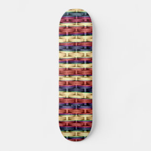 Colourful retro art wicker graphic design 2 skateboard