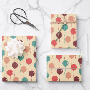 Colourful Retro Balloons Pattern Wrapping Paper Sheet