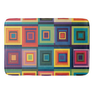 Colourful Retro Block Design Bath Mat