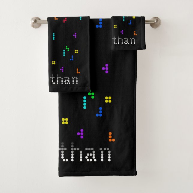 Colourful Retro Block Puzzle Game Play Gaming Bath Towel Set (Insitu)