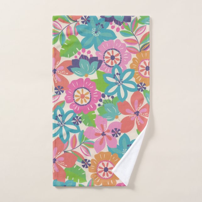 Colourful Retro Boho Girly Flower Hippie  Hand Towel (Hand Towel)