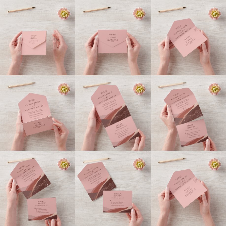 Colourful Retro Bold Floral Summer Spring Wedding All In One Invitation