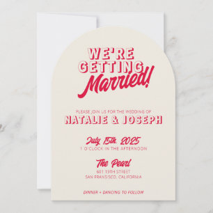 Colourful Retro Bold Funky Unique Wedding Arch Invitation